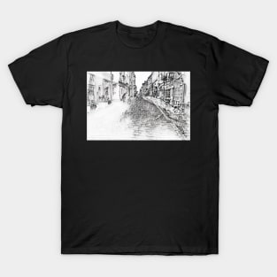 Cobbled street drawing of Whitby North Yorkshire T-Shirt